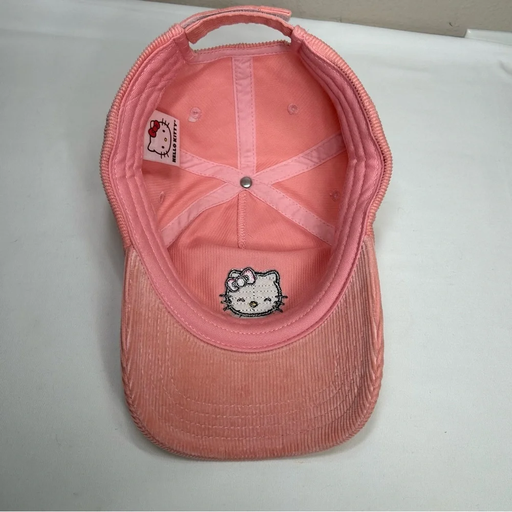 Hello Kitty Sanrio Embroidery‎ Corduroy Pink Peach Toddler  Adjustable Cap